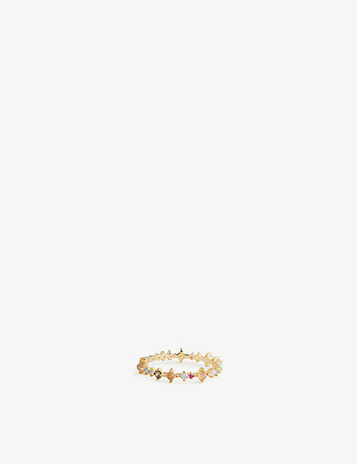 PDPAOLA: Papillon 18ct yellow gold-plated sterling-silver and gemstones ring