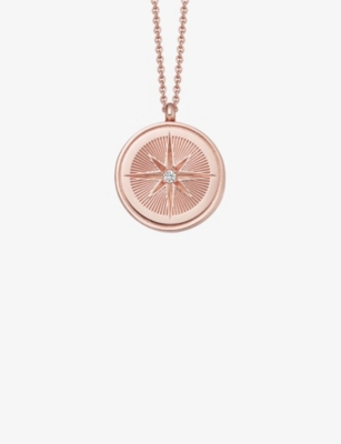 ASTLEY CLARKE: Celestial Compass 18ct rose-gold vermeil and sapphire necklace
