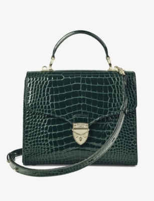 ASPINAL OF LONDON: Mayfair large croc-embossed leather top-handle bag