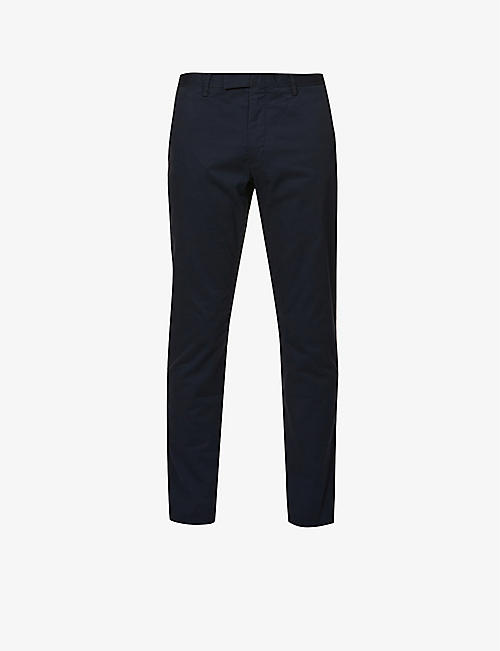 POLO RALPH LAUREN: Belted tapered stretch slim-fit stretch-cotton chino trousers