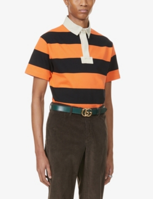 Striped cotton-jersey polo shirt(9040188)