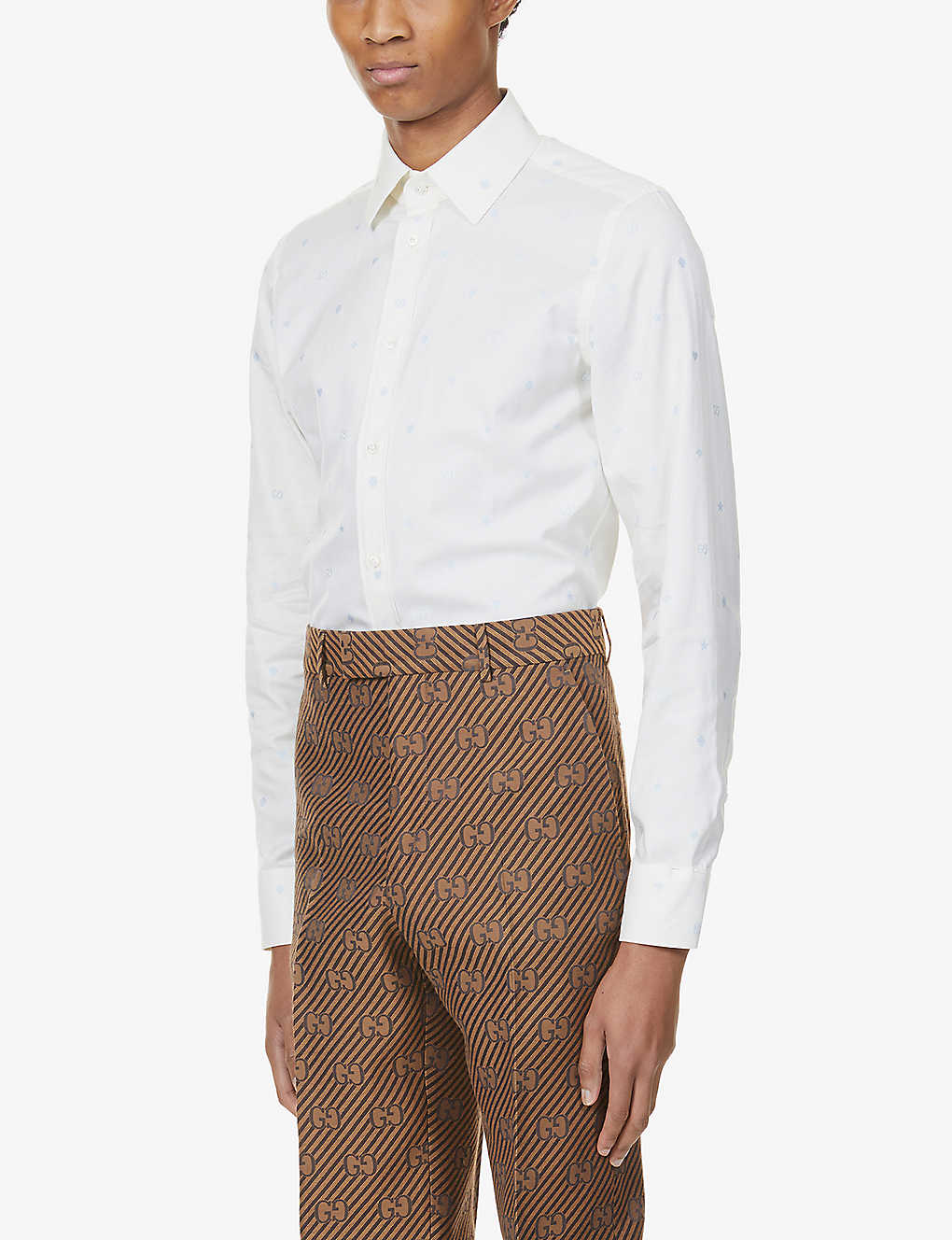 Graphic-pattern cotton-twill Oxford shirt(9040197)