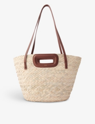 Logo-print palm-woven basket bag(9314274)