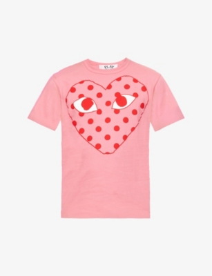 COMME DES GARCONS PLAY: Heart and polka-dot print cotton-jersey T-shirt