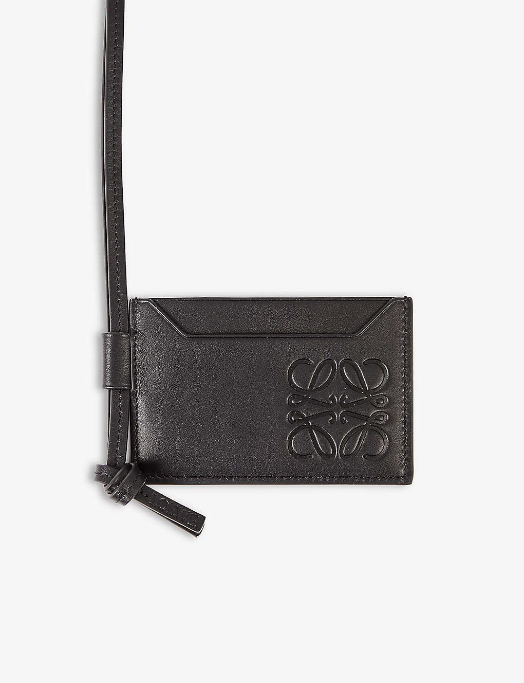 Logo-embossed leather card holder necklace(9066238)