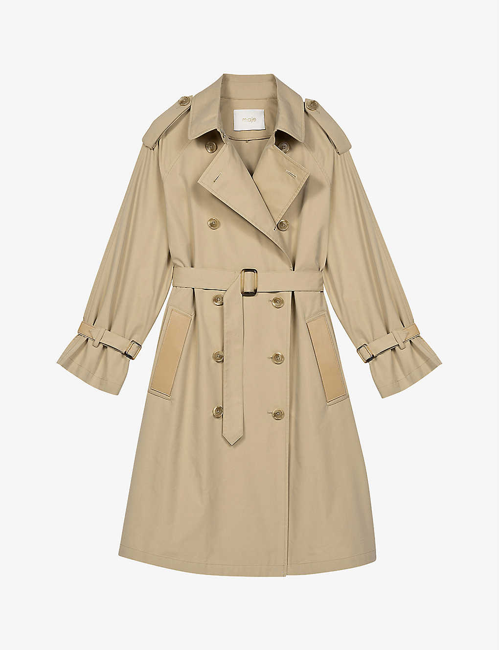Belted cotton-blend trench coat(9405356)