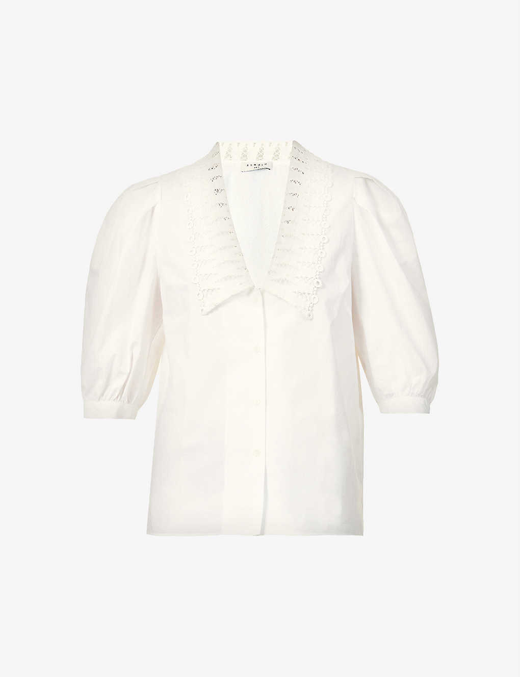 Lile lace-collar organic cotton-poplin blouse(9094351)