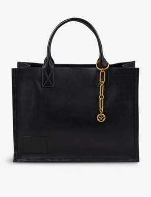 SANDRO: Kasbhcuir brand-embossed patch leather tote bag