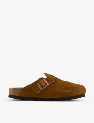 BIRKENSTOCK: Boston buckle-detail suede and shearling sandals