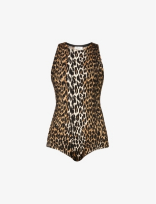 Leopard-print stretch-knit body(9119743)