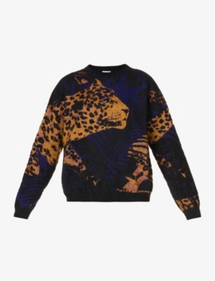 Leopard-print knitted jumper(9129618)