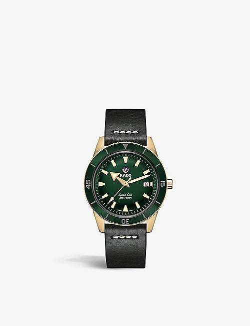 RADO: R32504315 Captain Cook Automatic bronze and leather watch