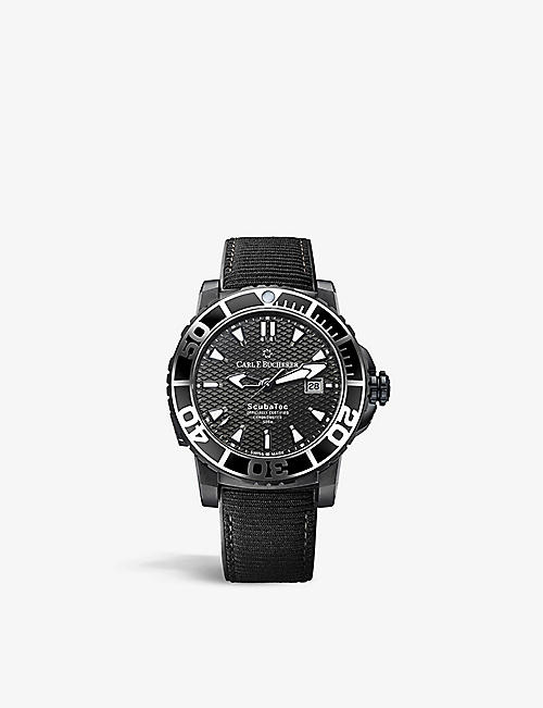 CARL F BUCHERER: 00.10632.28.33.01 Patravi ScubaTech ceramic, titanium and rubber automatic watch