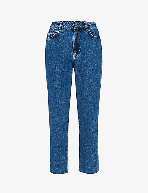 WHISTLES: Authentic slim-leg high-rise cropped organic-denim jeans