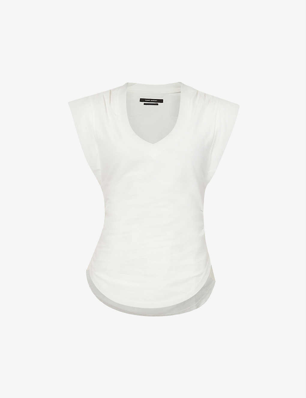 Sowilen ruched cotton-jersey top(9140569)