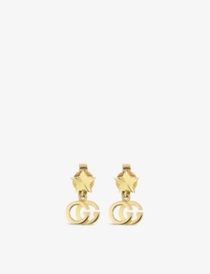 GG Running engraved 18ct yellow-gold drop earrings(9051001)