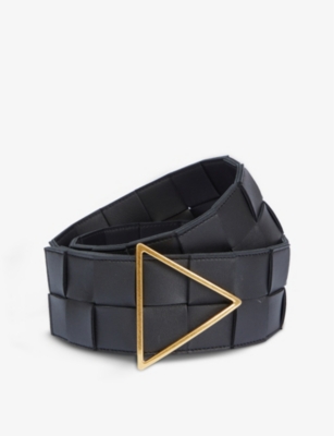 Triangular-buckle Intrecciato leather belt(9079598)