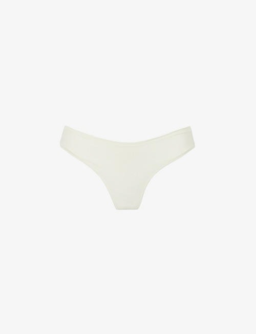SKIMS: Dipped mid-rise stretch-cotton jersey thong