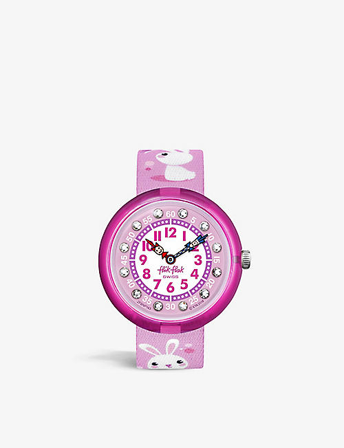 FLIK FLAK: FBNP143 So Cute fabric-strap quartz watch