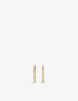 EDGE OF EMBER: Pave 14ct recycled yellow gold and 0.12ct diamond hoop earrings