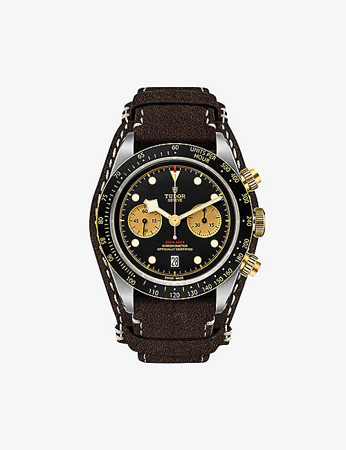 TUDOR: M7936N-0002 Black Bay 41 Chrono S&G stainless steel, 18ct yellow-gold and leather automatic watch