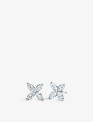 TIFFANY & CO: Victoria platinum and marquise diamond stud earrings