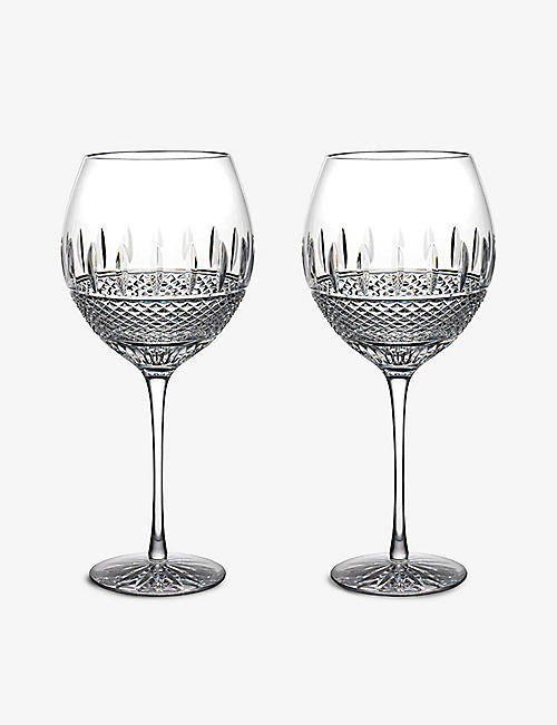 WATERFORD: Irish Lace crystal red wine glasses set of two