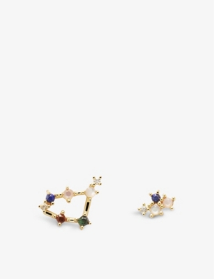 PDPAOLA: Capricorn 18ct yellow gold-plated sterling silver and gemstone earrings