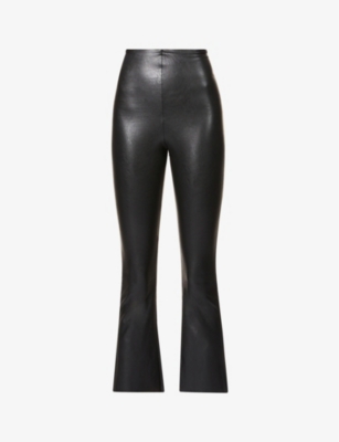 COMMANDO: Cropped flared high-rise faux-leather trousers