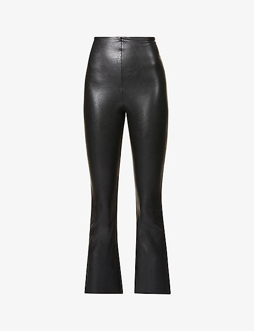 COMMANDO: Cropped flared high-rise faux-leather trousers