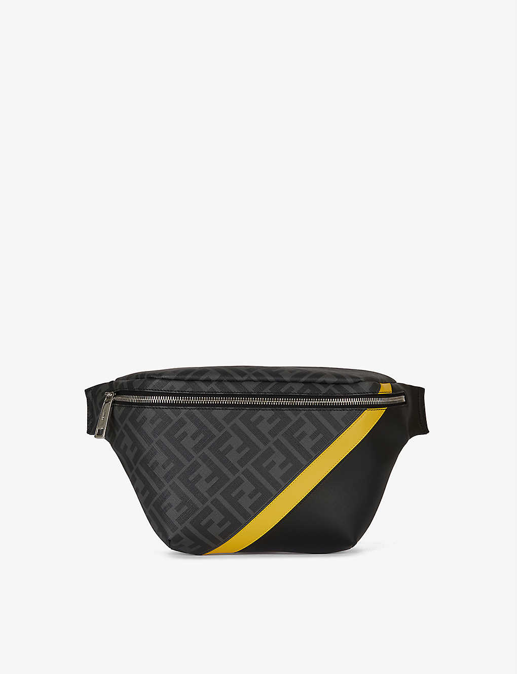 Brand-print zipped coated-canvas belt bag(9173944)