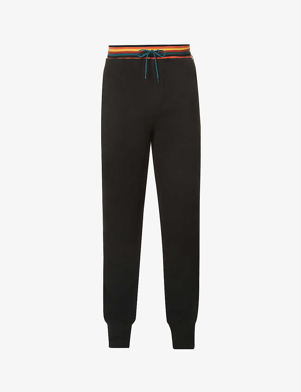 Stripe-trimmed relaxed-fit tapered-leg cotton-jersey jogging bottoms(9267451)
