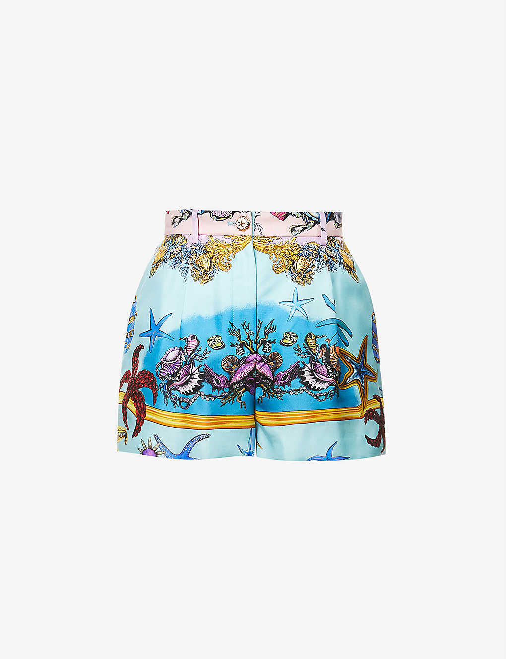 Graphic-print mid-rise silk-twill shorts(9193490)