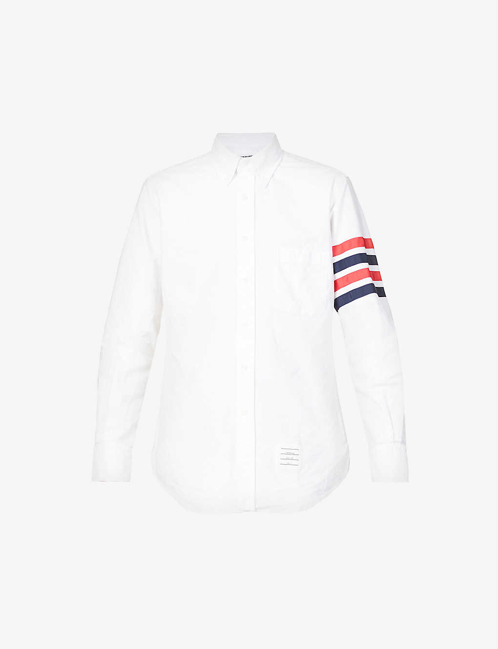 Striped-sleeve slim-fit cotton Oxford shirt(9178724)