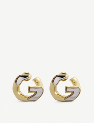 G-Chain medium gold-toned brass hoop earrings(9121451)