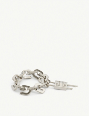 G Link Lock silver-toned brass chain bracelet(9186787)