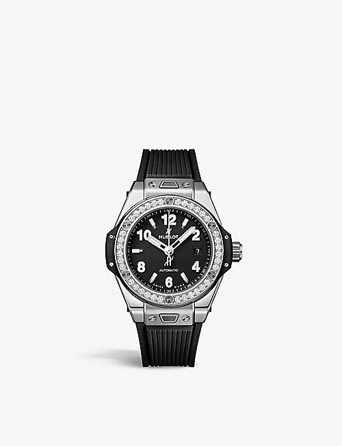 HUBLOT: 485.SX.1170.RX.1204 Big Bang One Click stainless-steel, rubber and 0.76ct diamond watch