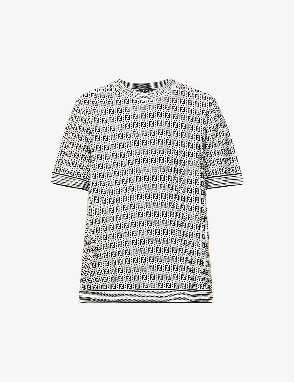 Graphic-pattern crewneck stretch-woven top(9195612)