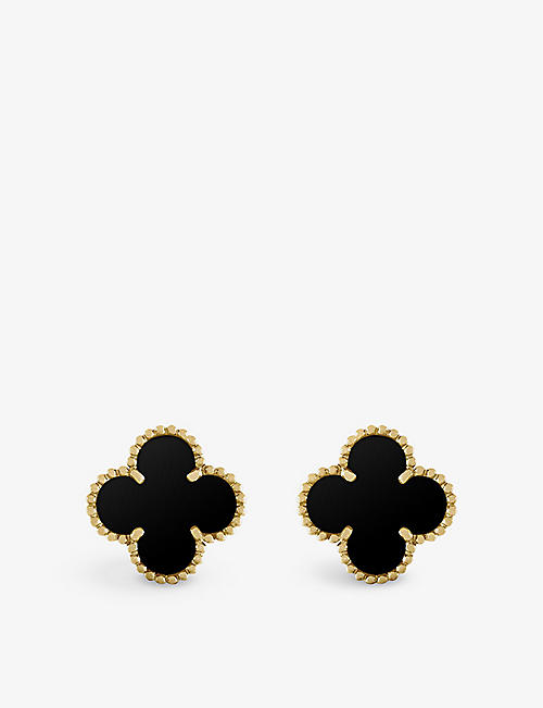 VAN CLEEF & ARPELS: Vintage Alhambra yellow-gold and onyx stud earrings