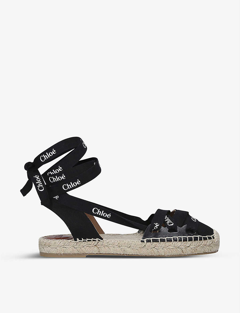Lauren branded leather and cotton espadrille sandals(9112577)