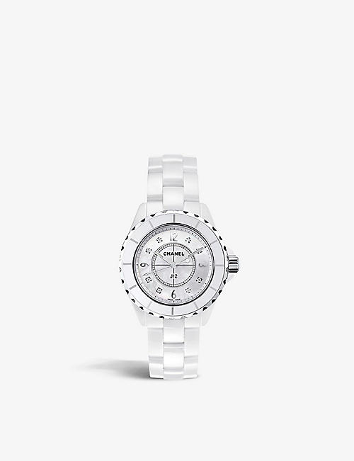 CHANEL: H2422 J12 ceramic, stainless-steel, mother-of-pearl and 0.04ct diamond quartz watch