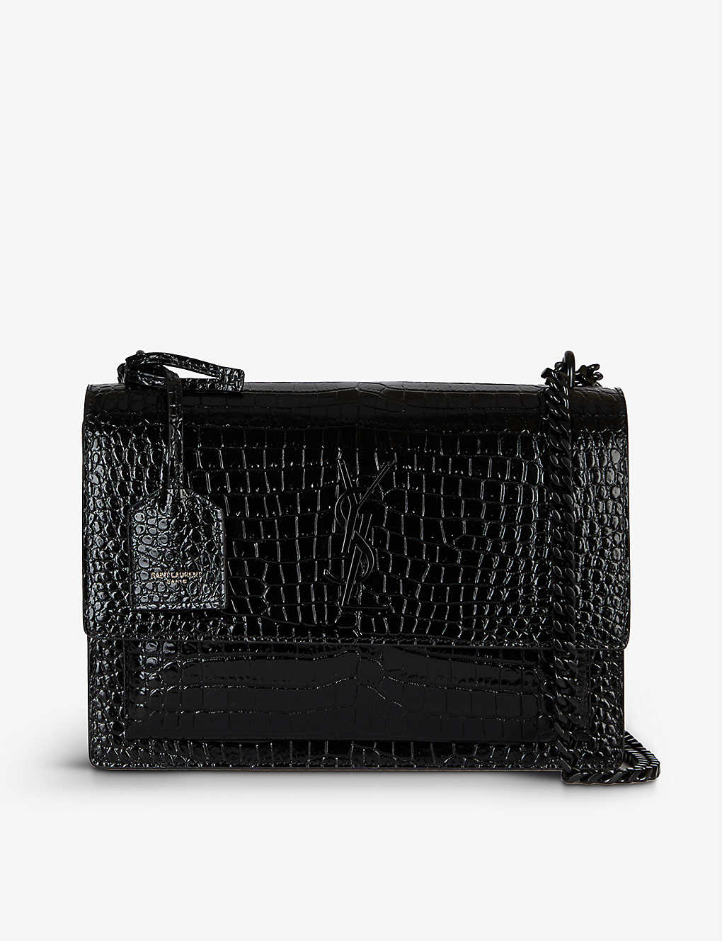 Sunset Monogram croc-embossed leather shoulder bag(9134582)