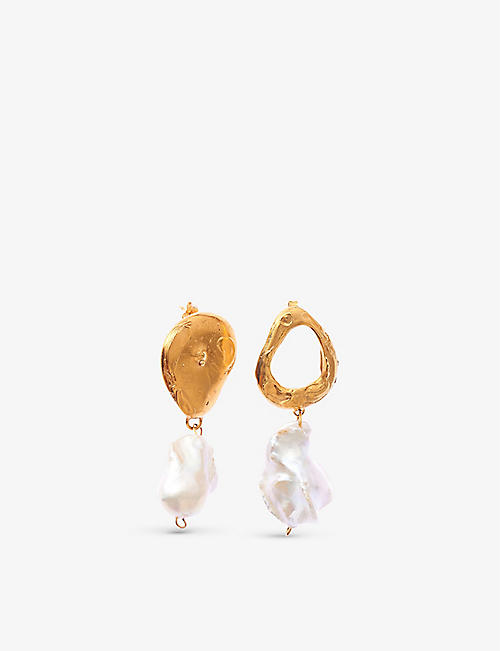 ALIGHIERI: The Infernal Storm 24ct yellow gold-plated bronze and pearl earrings