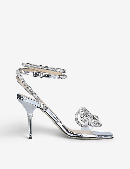 MACH & MACH: Double Bow crystal-embellished PVC heeled sandals