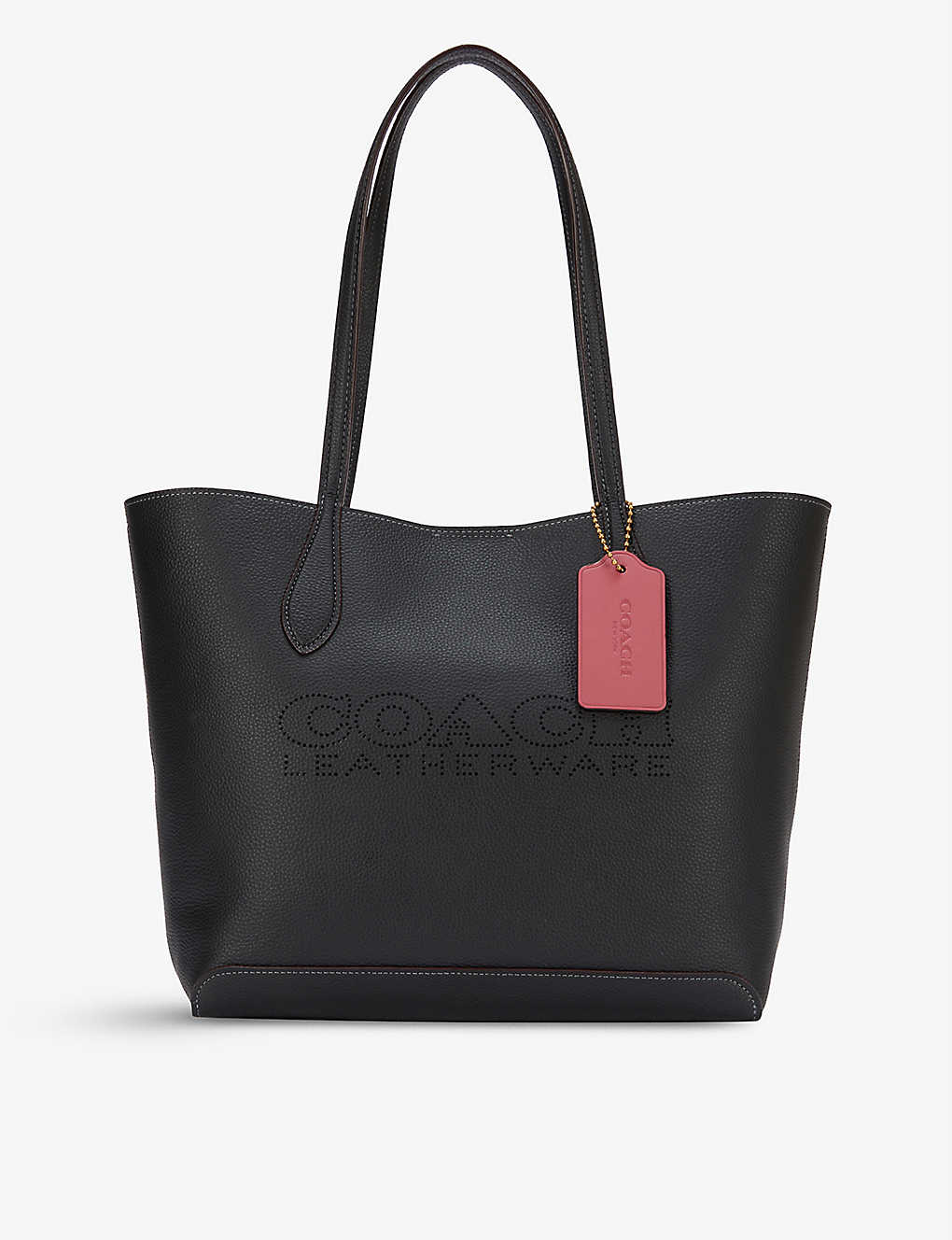 Logo-perforated leather tote bag(9265454)