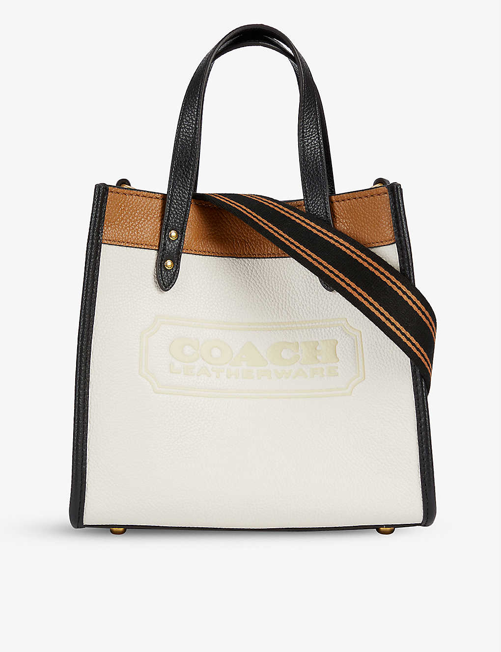 Field colour-blocked logo-embossed leather tote(9217363)