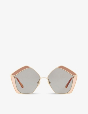 CHLOE: CH0026S Gemma metal and polyamide pentagon-frame sunglasses