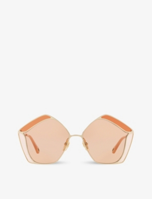 CHLOE: CH0026S Gemma metal and acetate pentagon-frame sunglasses