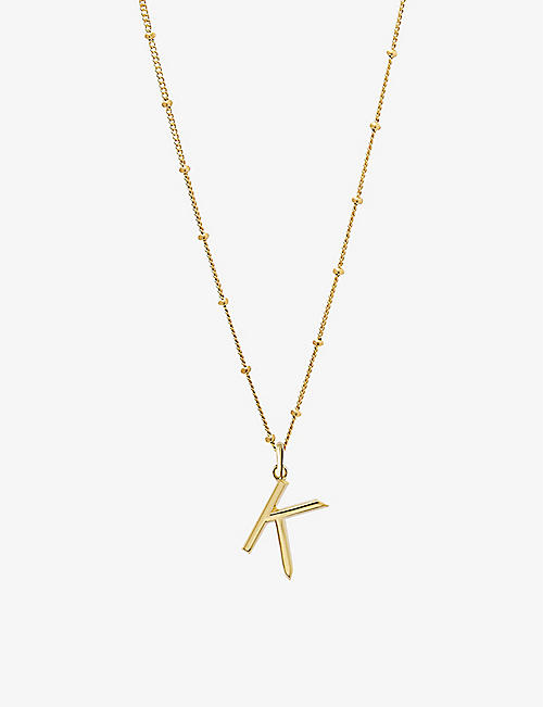 EDGE OF EMBER: K Initial 18ct yellow gold-plated vermeil recycled sterling-silver pendant necklace
