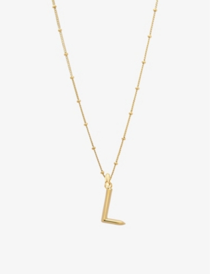 EDGE OF EMBER: L Initial 18ct yellow gold-plated vermeil recycled sterling-silver pendant necklace